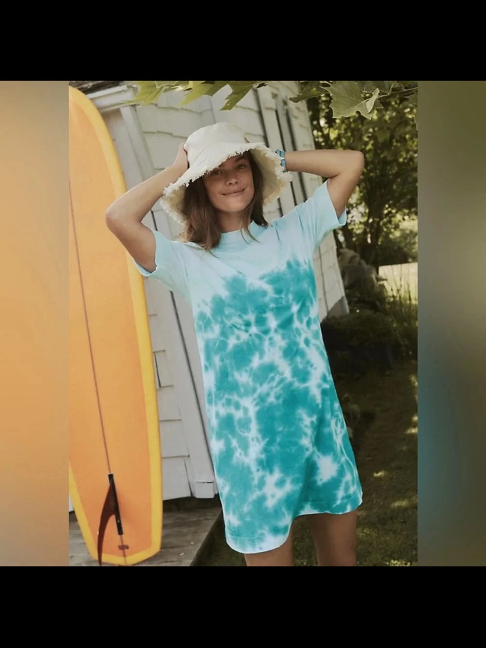 T.La Anthropologie Blue Tie Dye Heidi Tee Dress blue XS